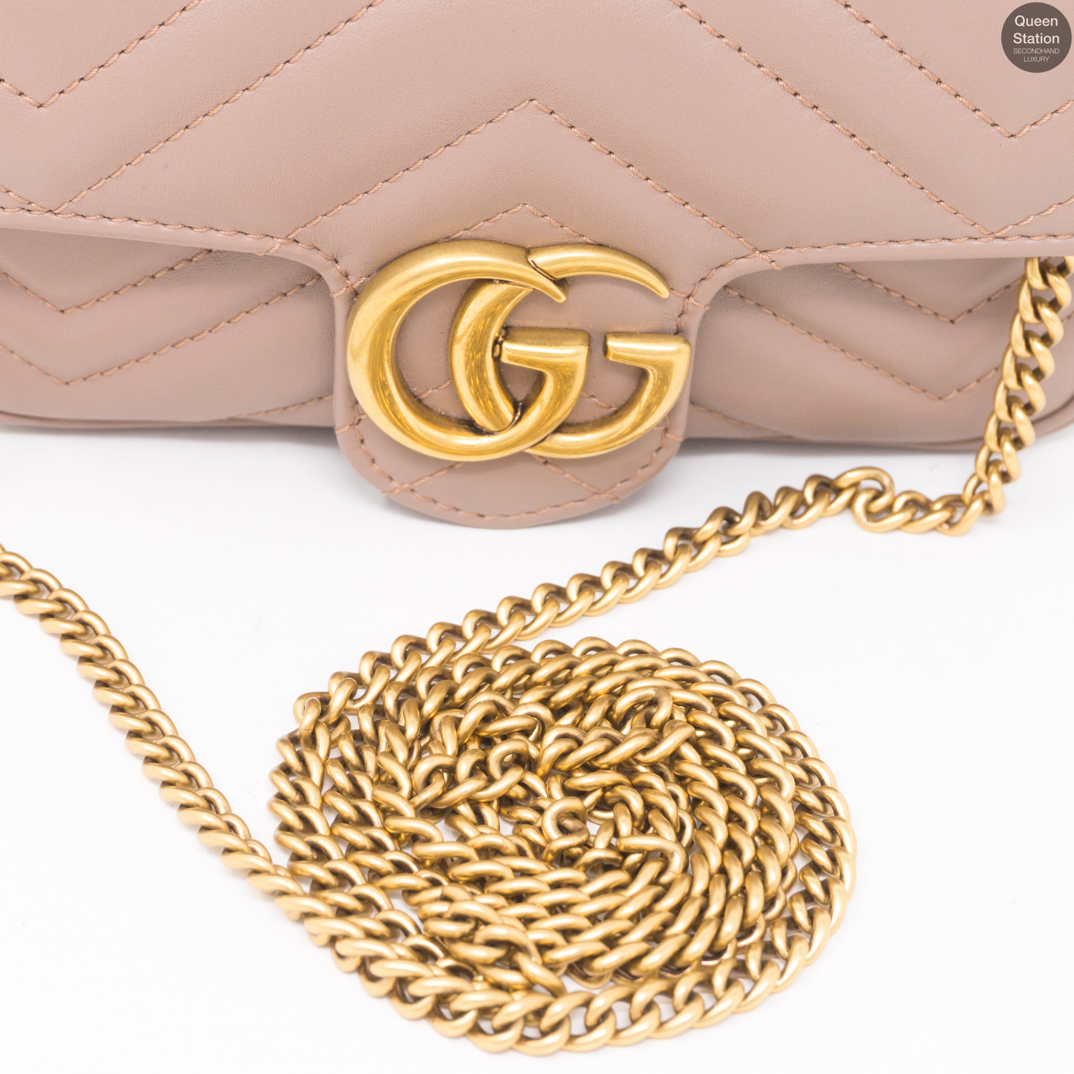 GG Marmont Flap Matelassé Super Mini Dusty Pink