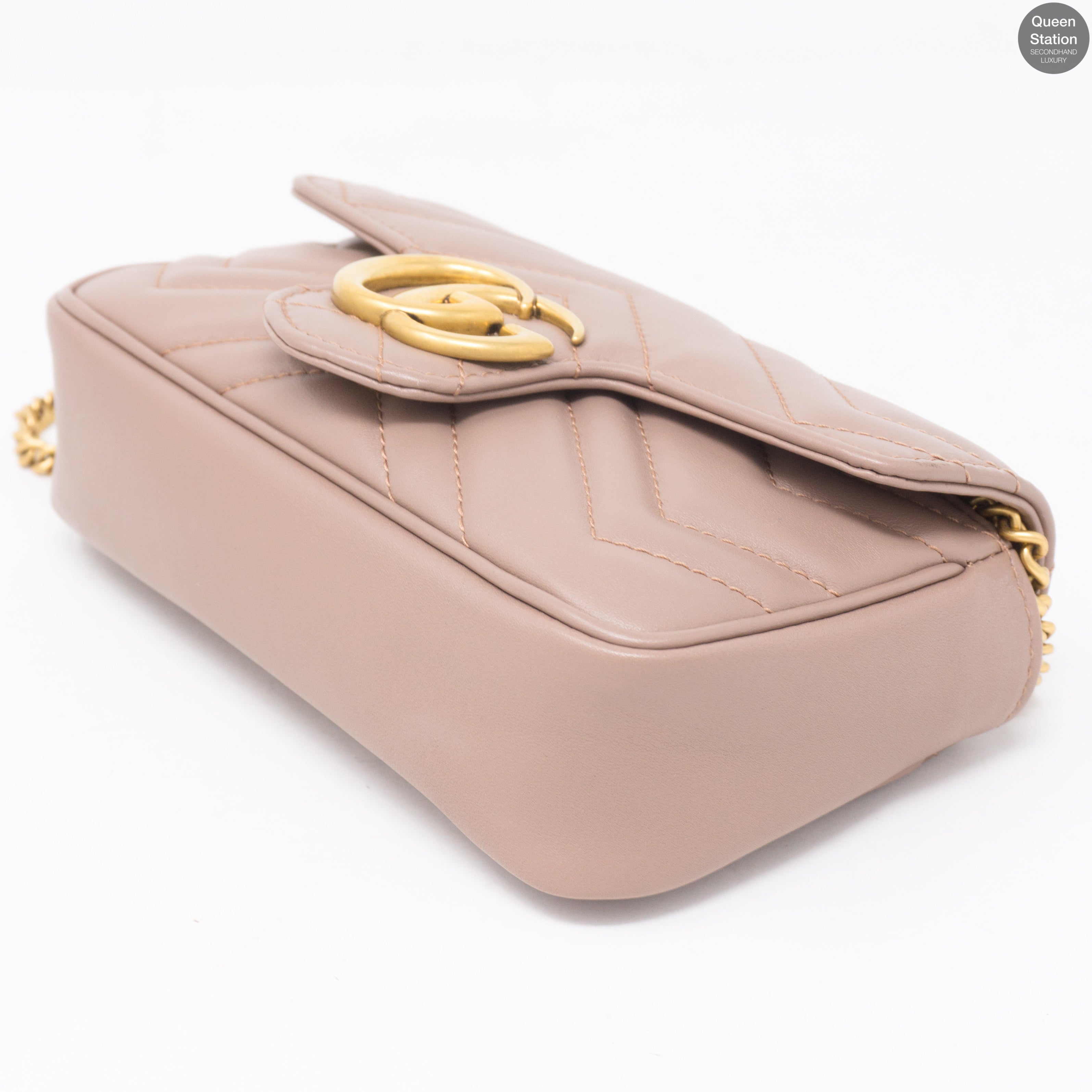 GG Marmont Flap Matelassé Super Mini Dusty Pink