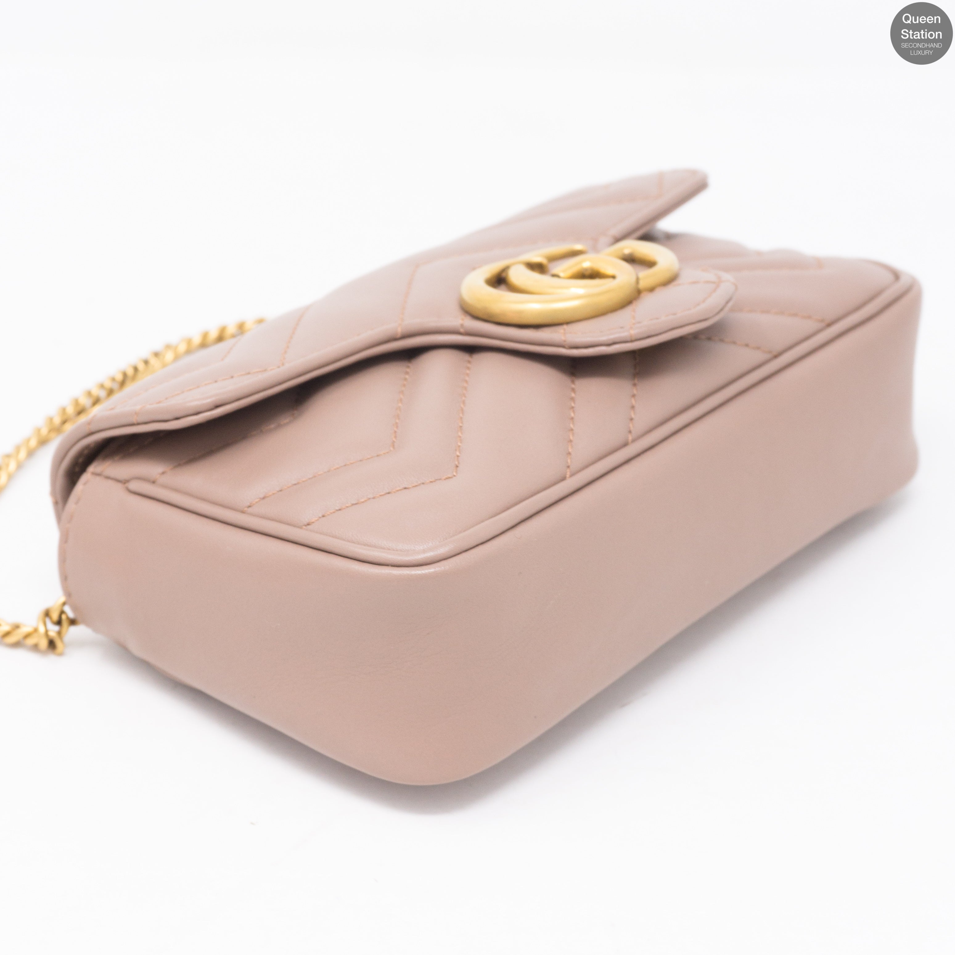 GG Marmont Flap Matelassé Super Mini Dusty Pink