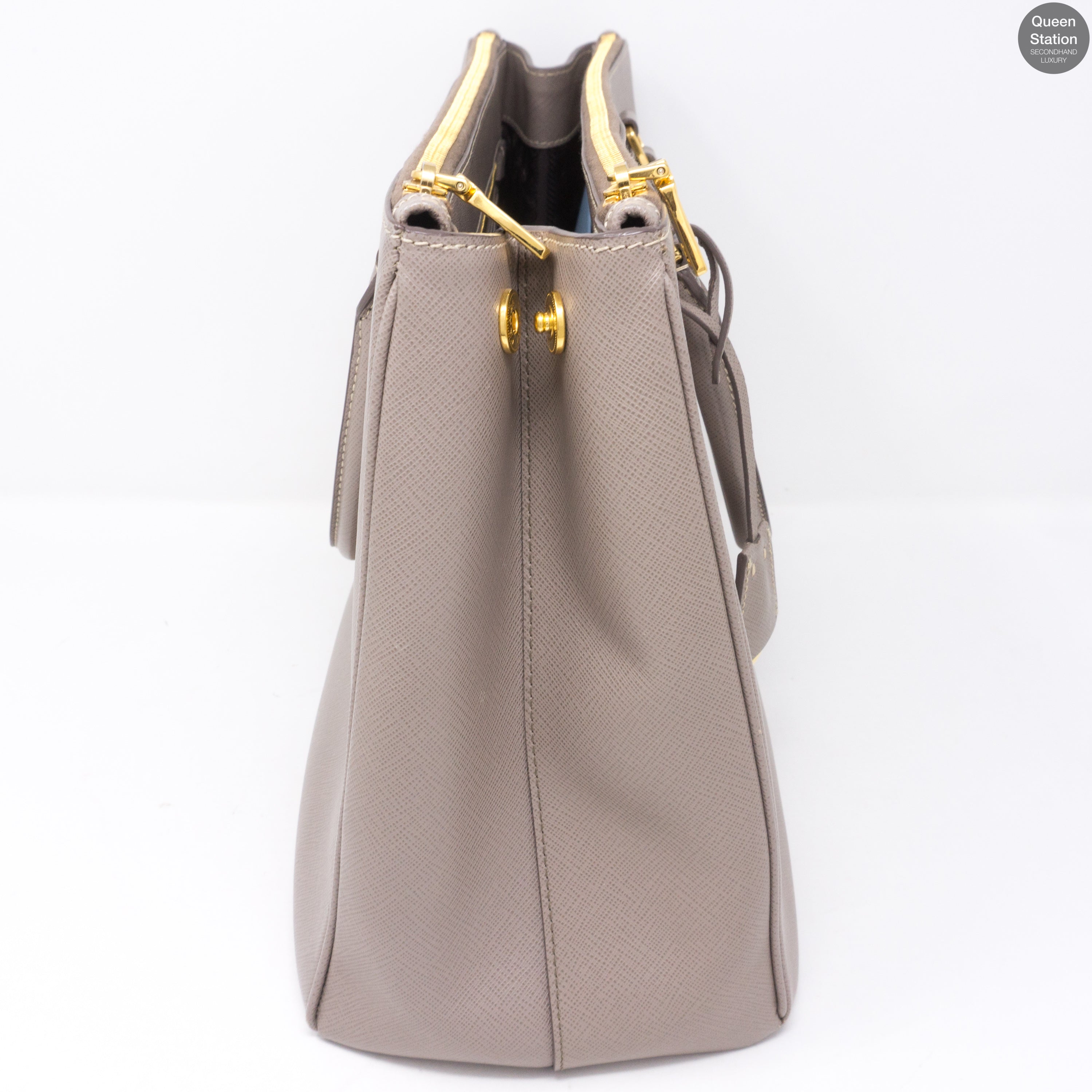 Saffiano Leather Large Double Zip Argilla