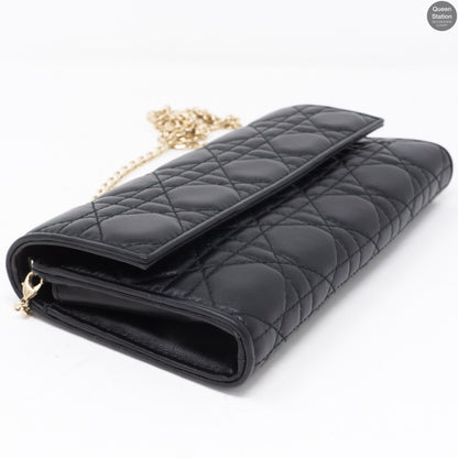 Lady Dior Wallet On Chain Black Leather