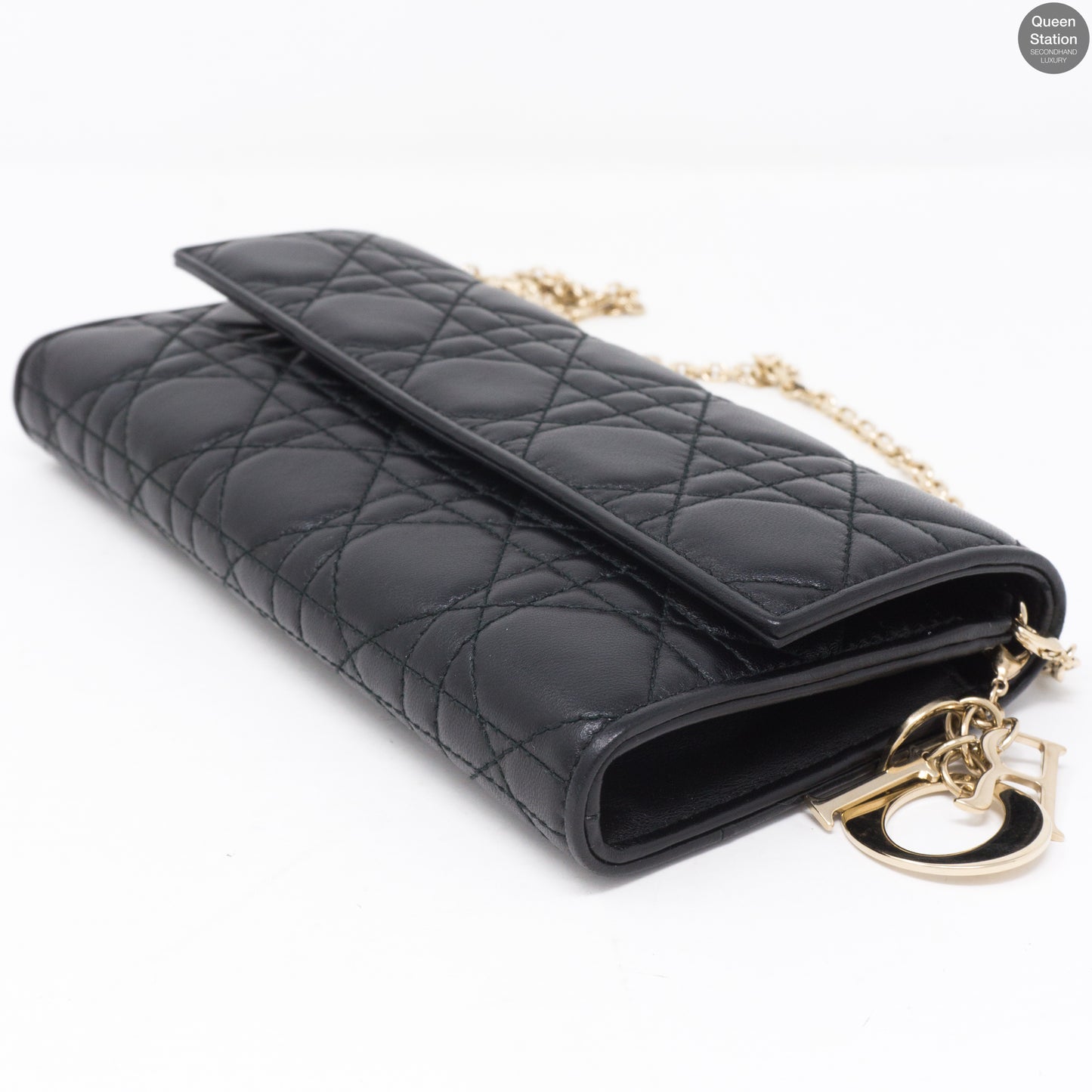 Lady Dior Wallet On Chain Black Leather