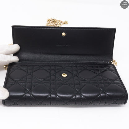 Lady Dior Wallet On Chain Black Leather