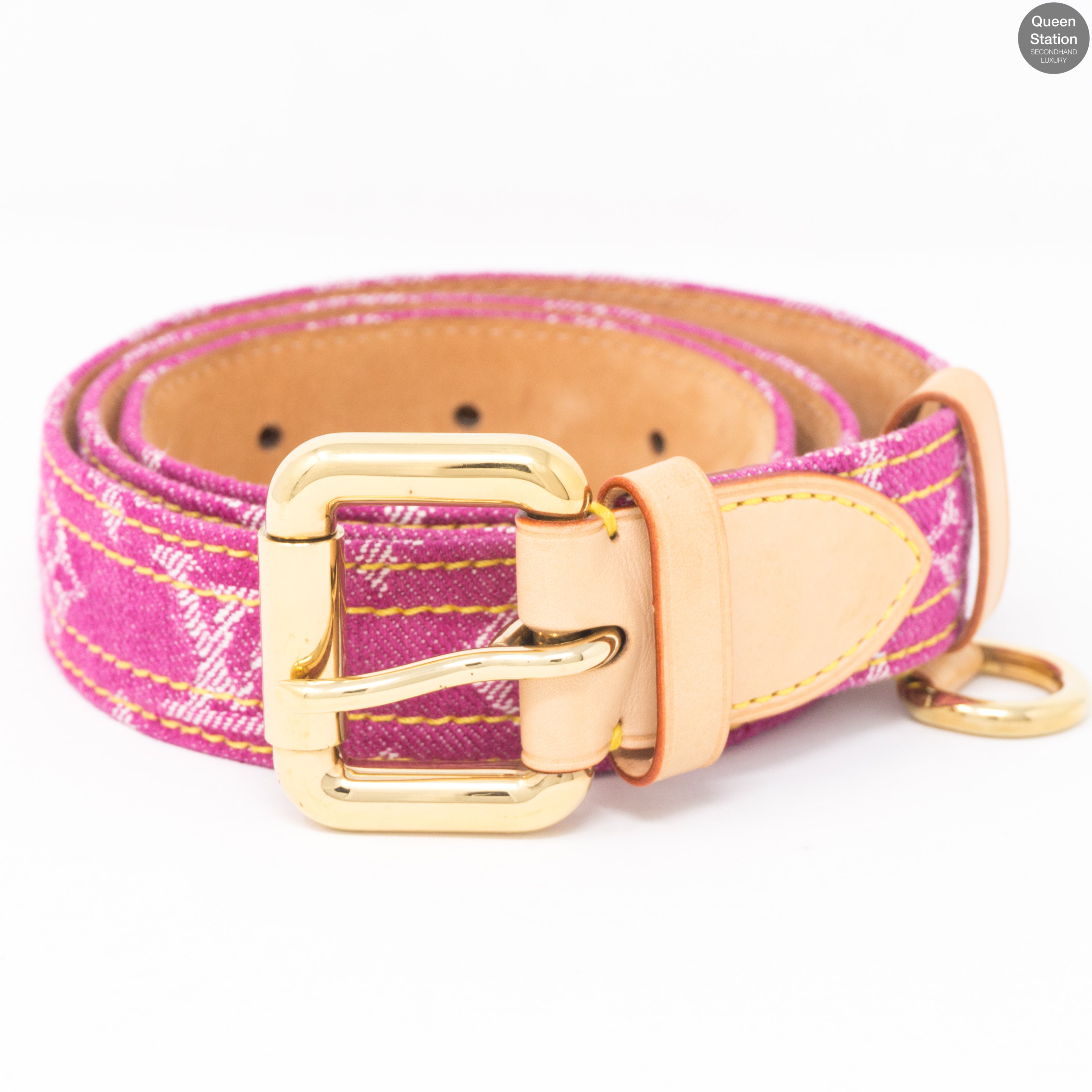 Monogram Belt Pink Denim 80 cm