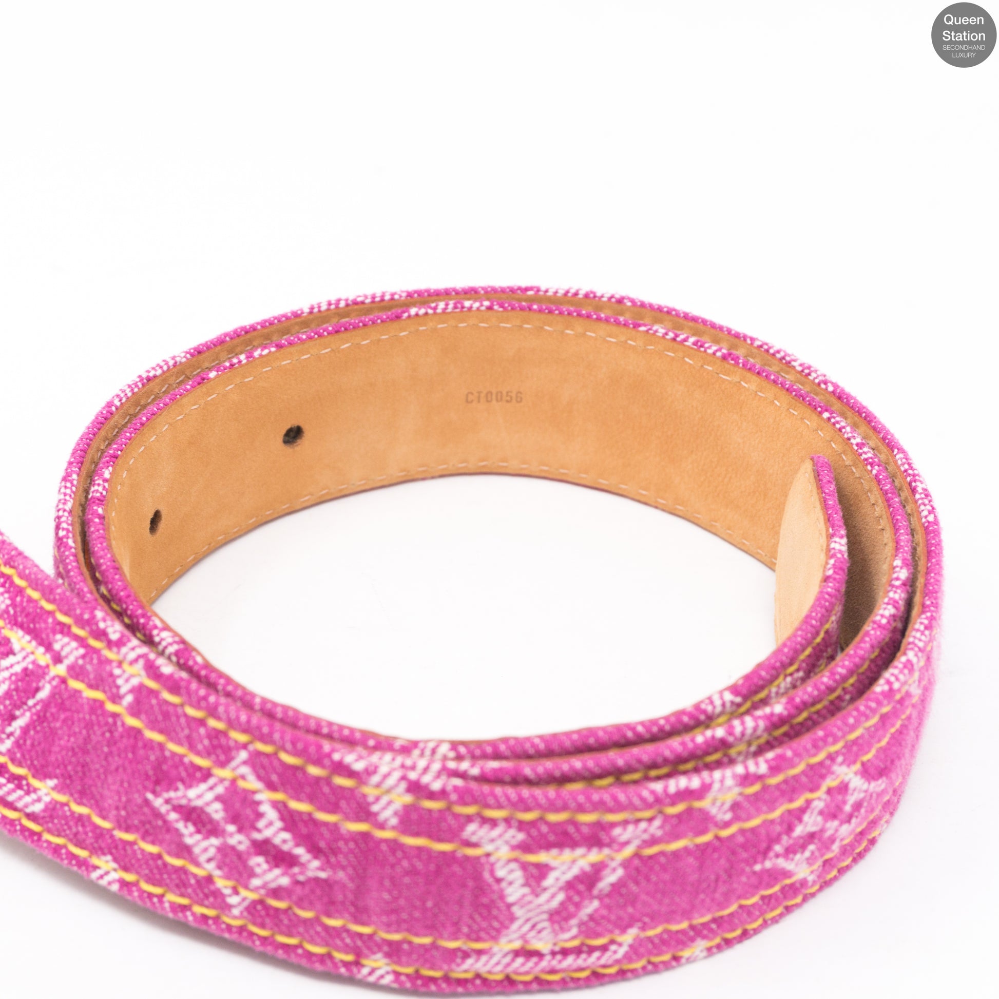 Pre-owned Louis Vuitton Initiales Leather Belt In Pink