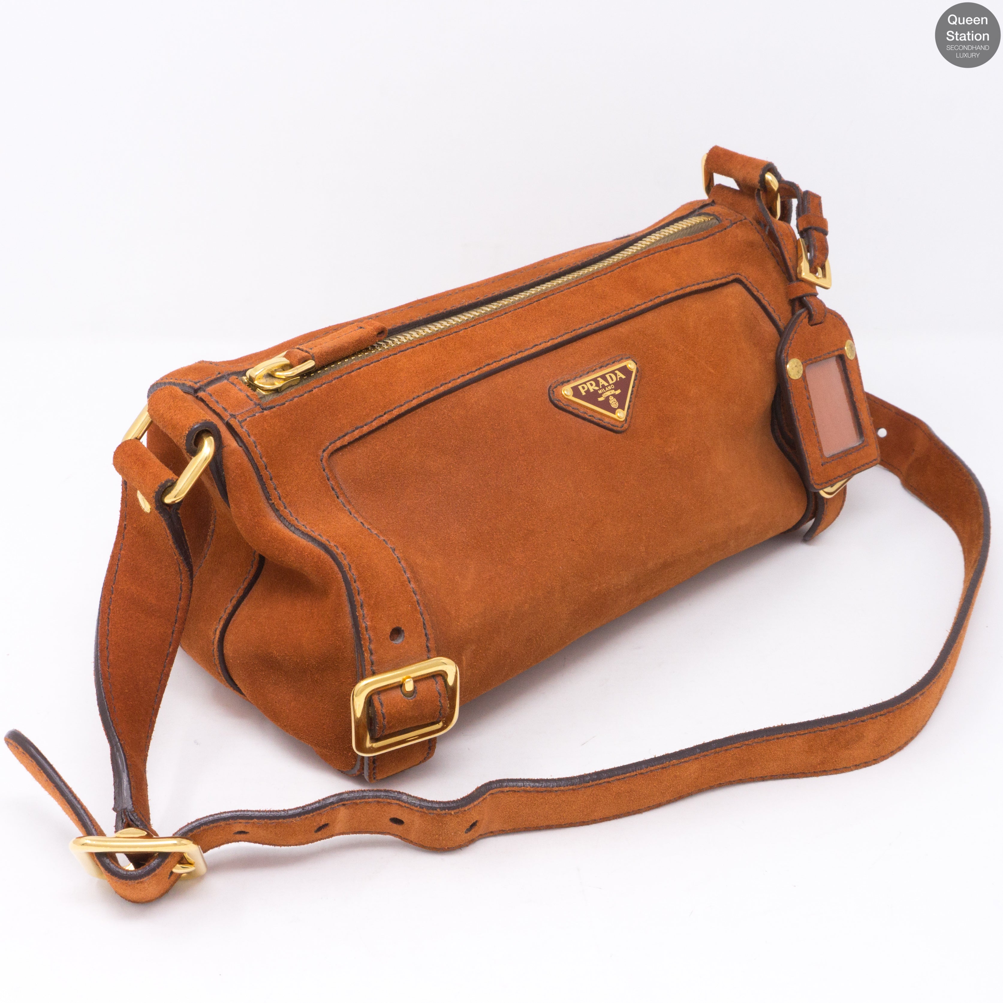 Orange Suede Leather Shoulder Bag