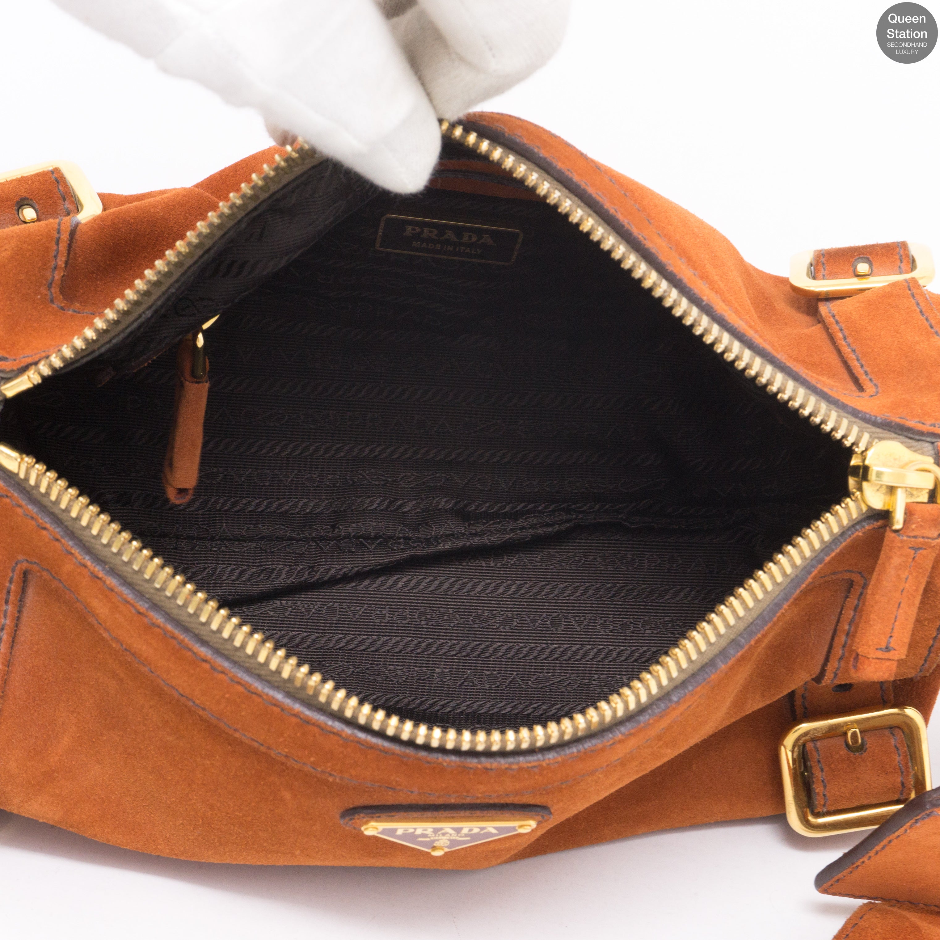Orange Suede Leather Shoulder Bag