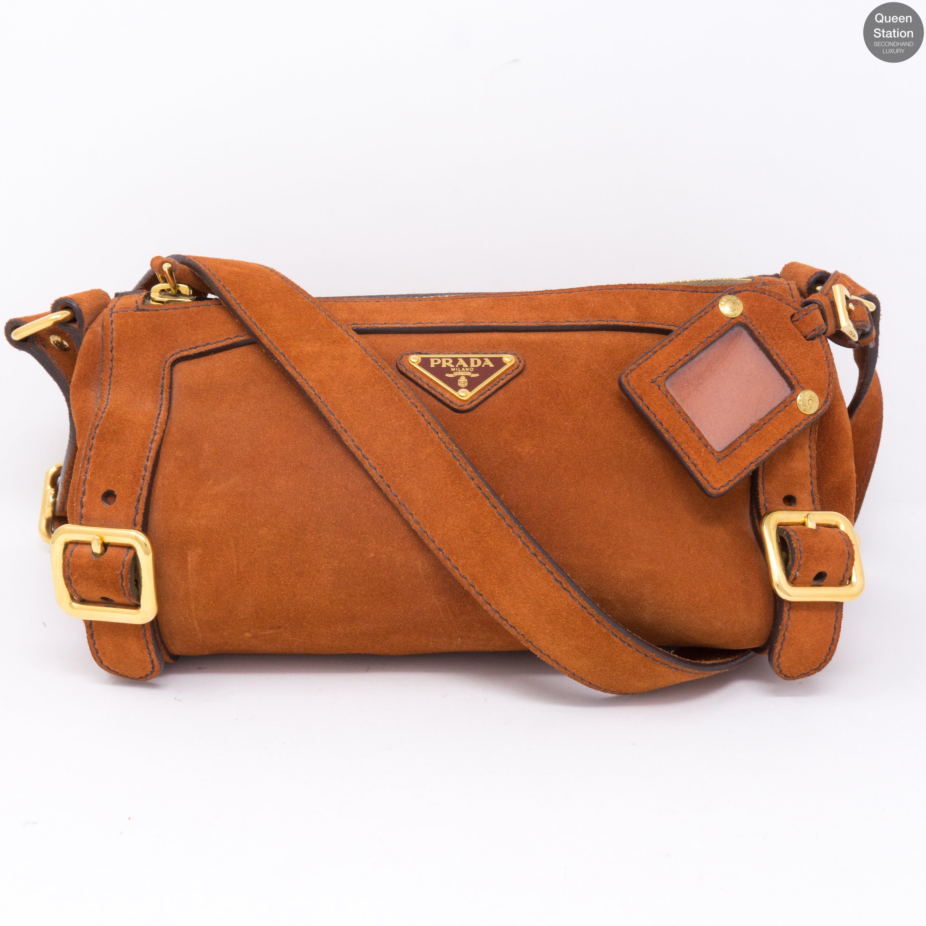 Orange Suede Leather Shoulder Bag