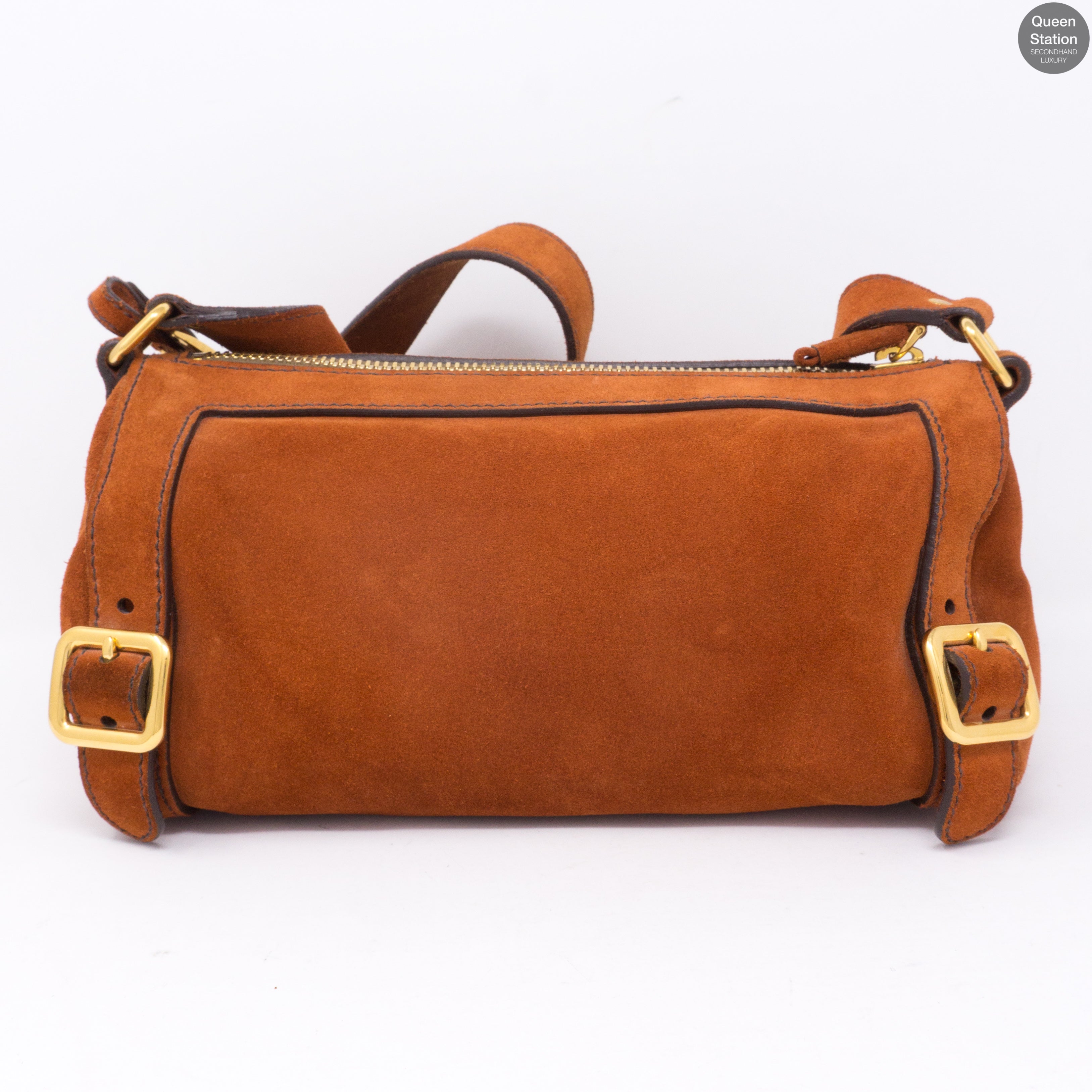 Orange Suede Leather Shoulder Bag