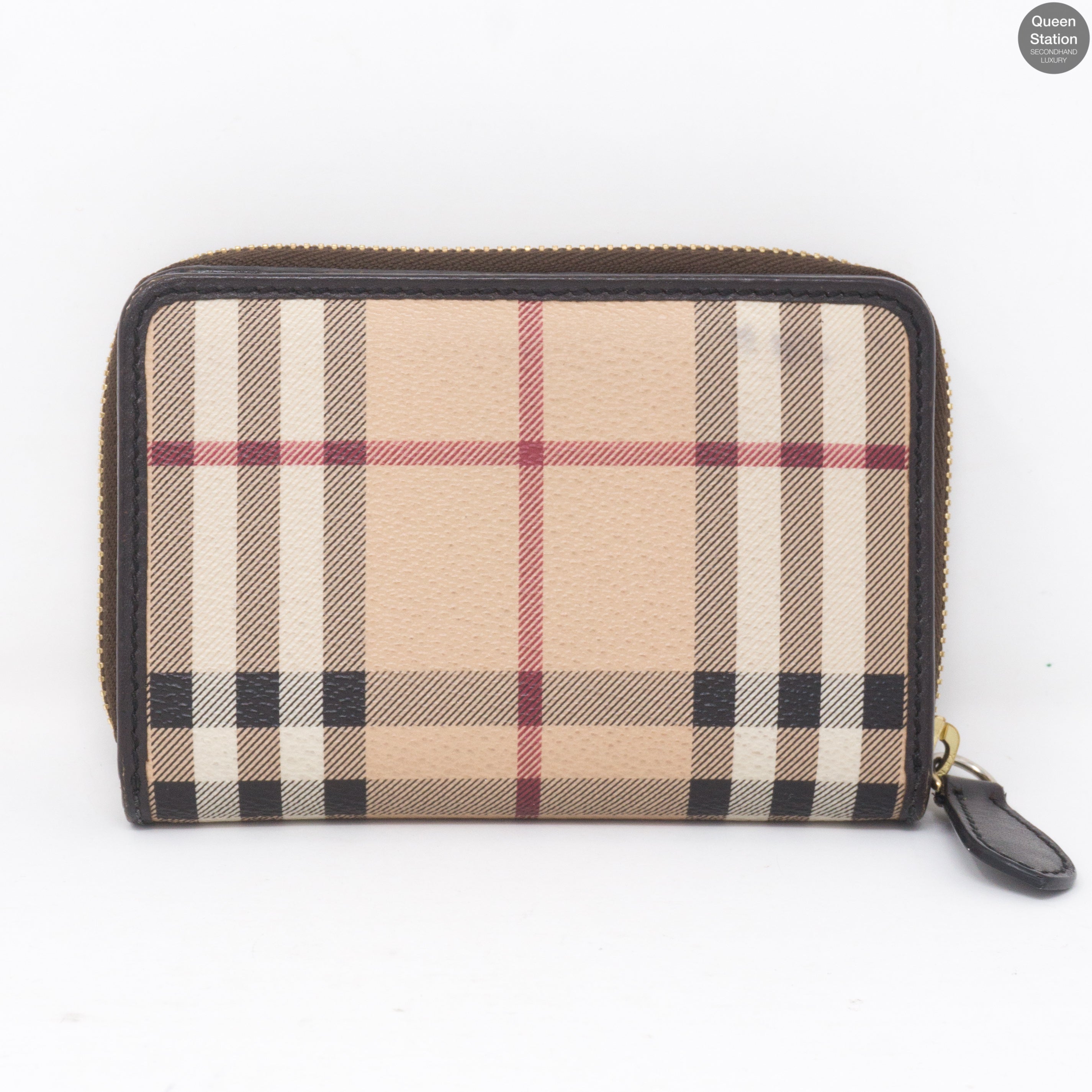 Burberry haymarket zip around wallet sale