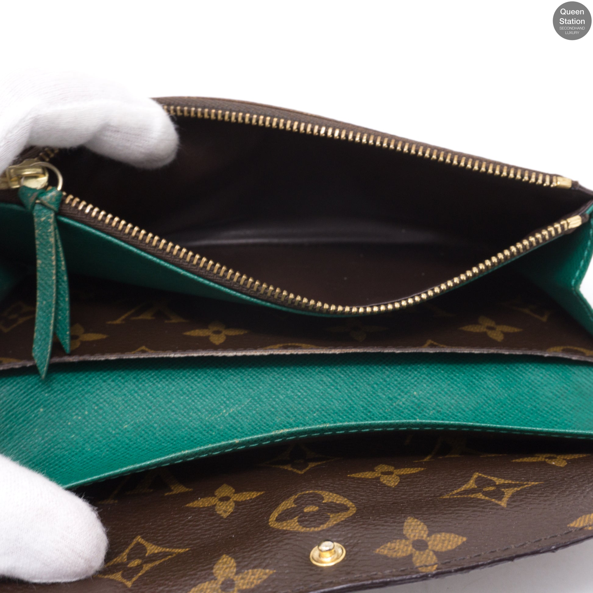 Louis Vuitton – Emilie Monogram Green Wallet – Queen Station