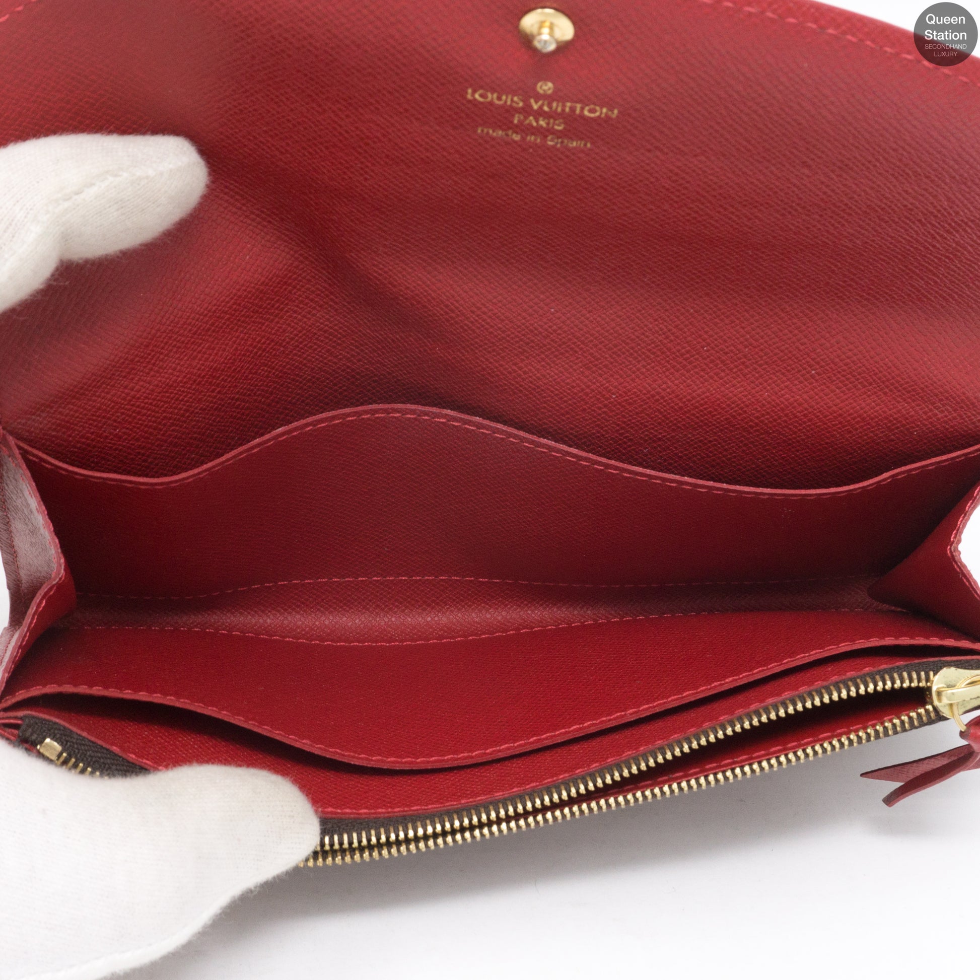 Authentic Louis Vuitton Damier Ebene Red Caissa Wallet