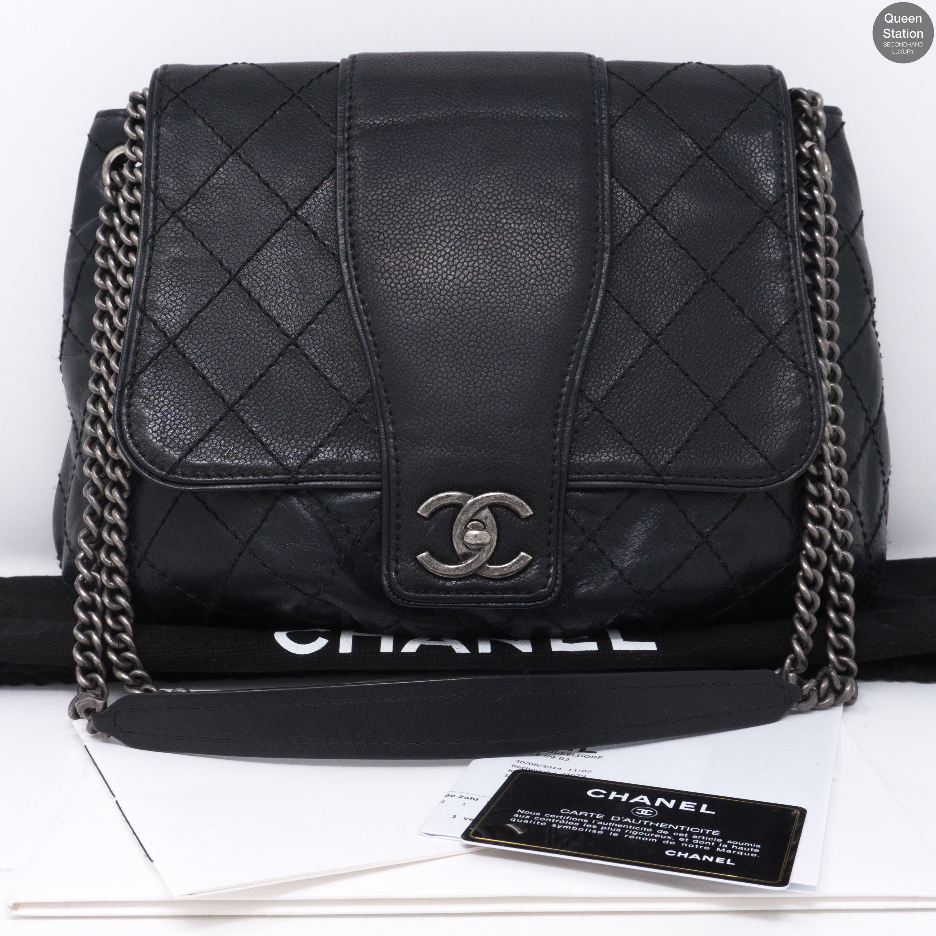 Large Black Leather Messenger Bag