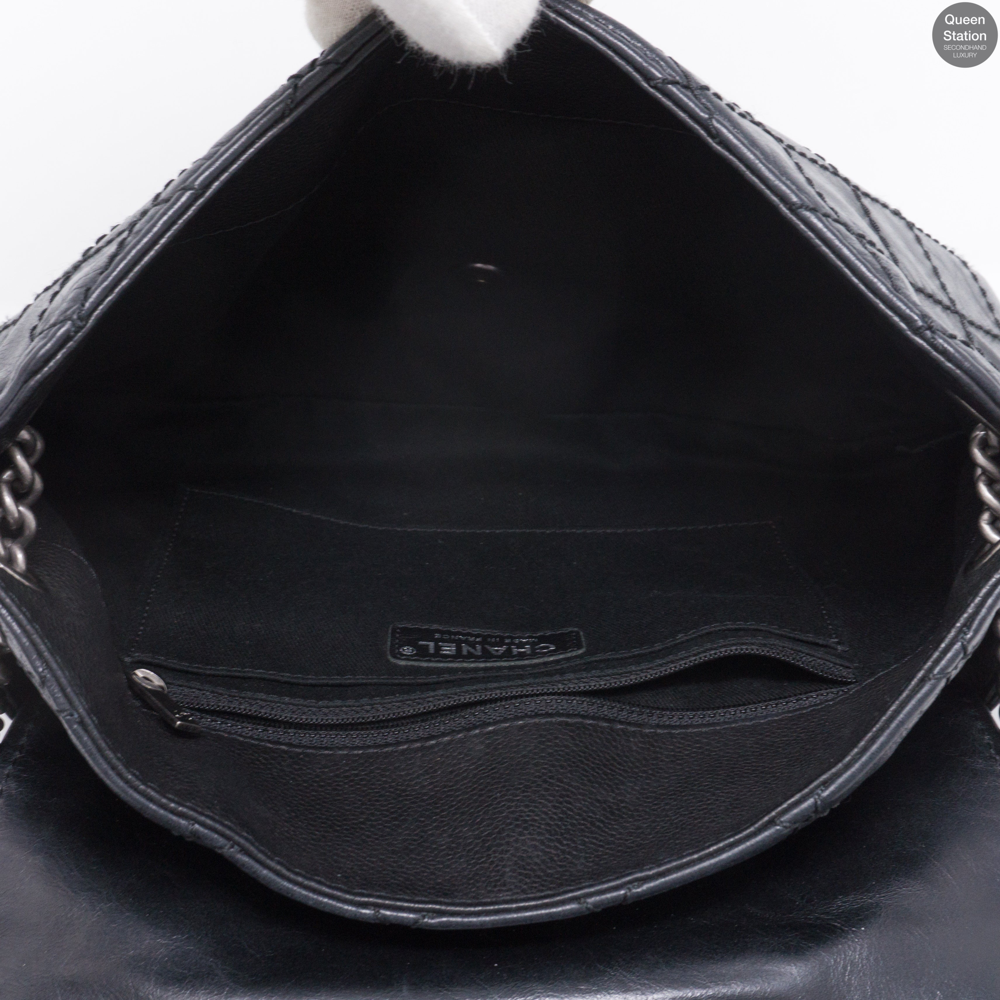 Large Black Leather Messenger Bag