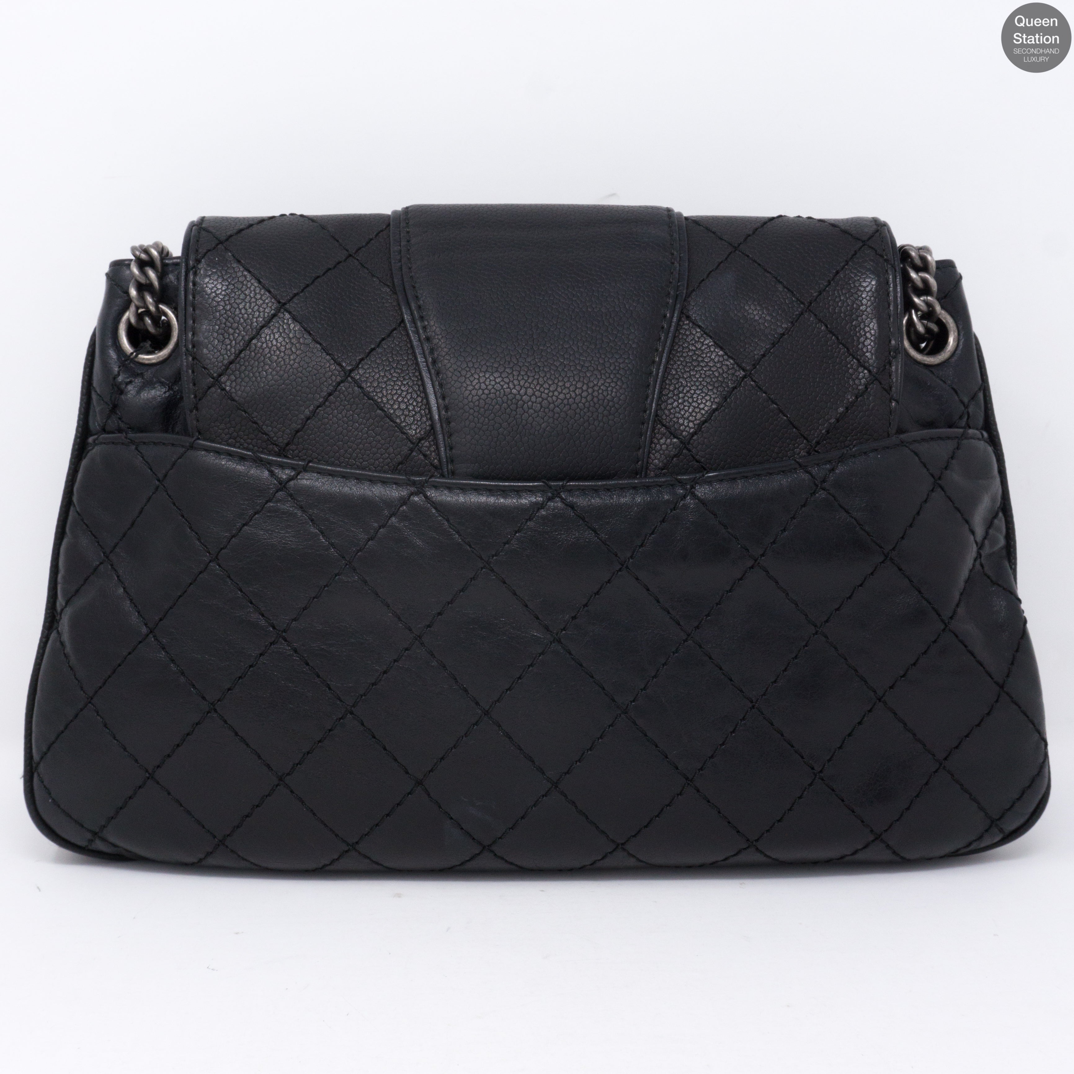 Large Black Leather Messenger Bag