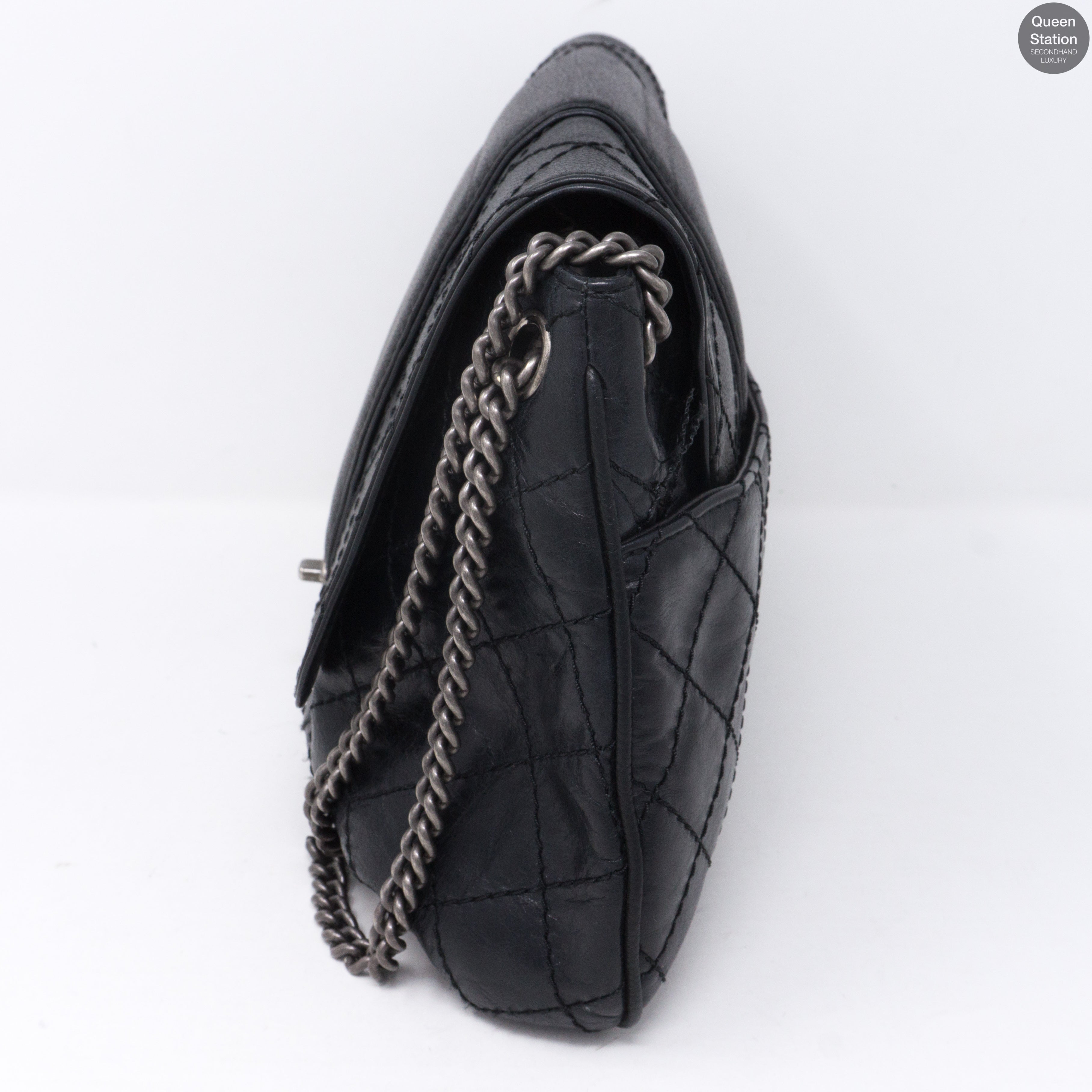 Large Black Leather Messenger Bag