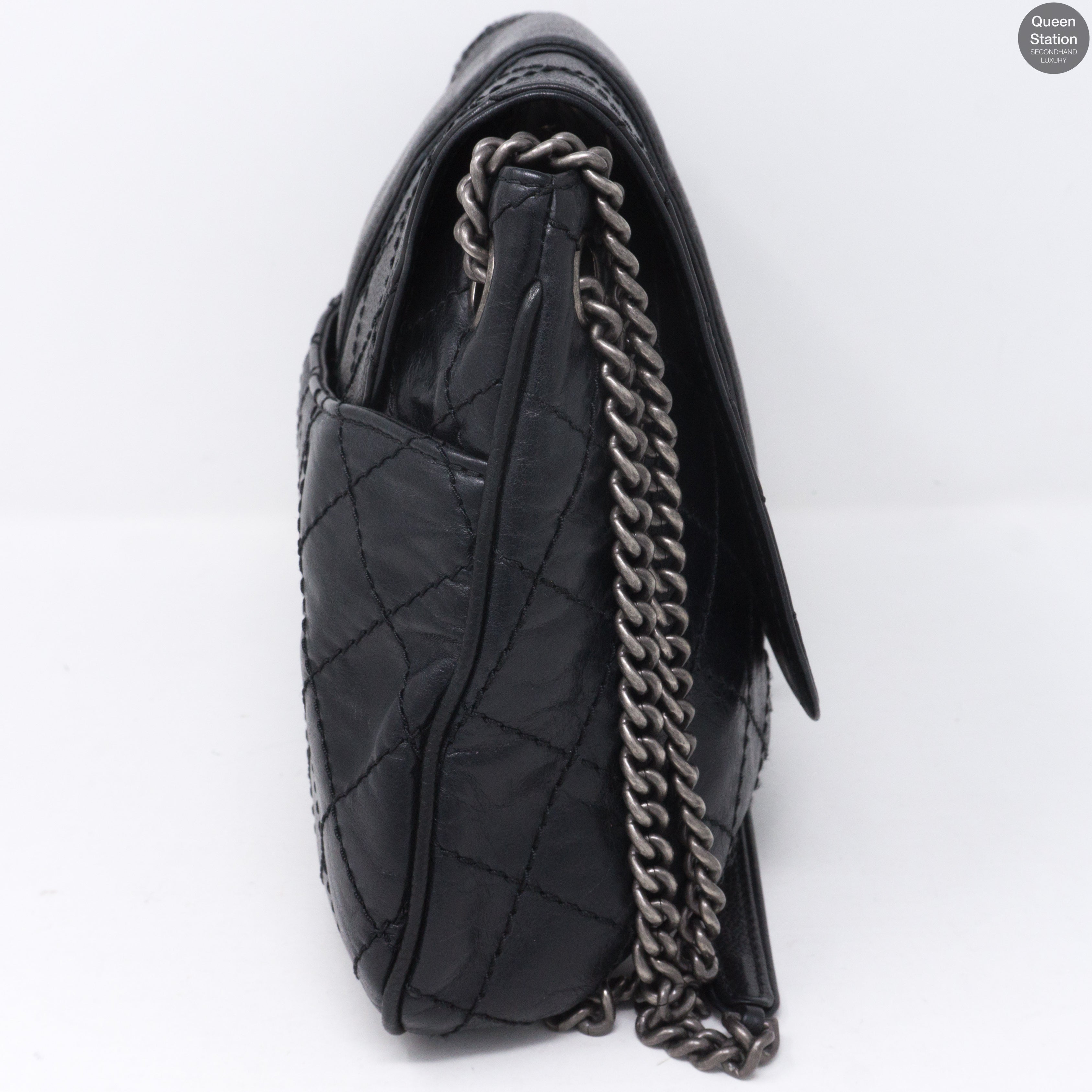 Large Black Leather Messenger Bag