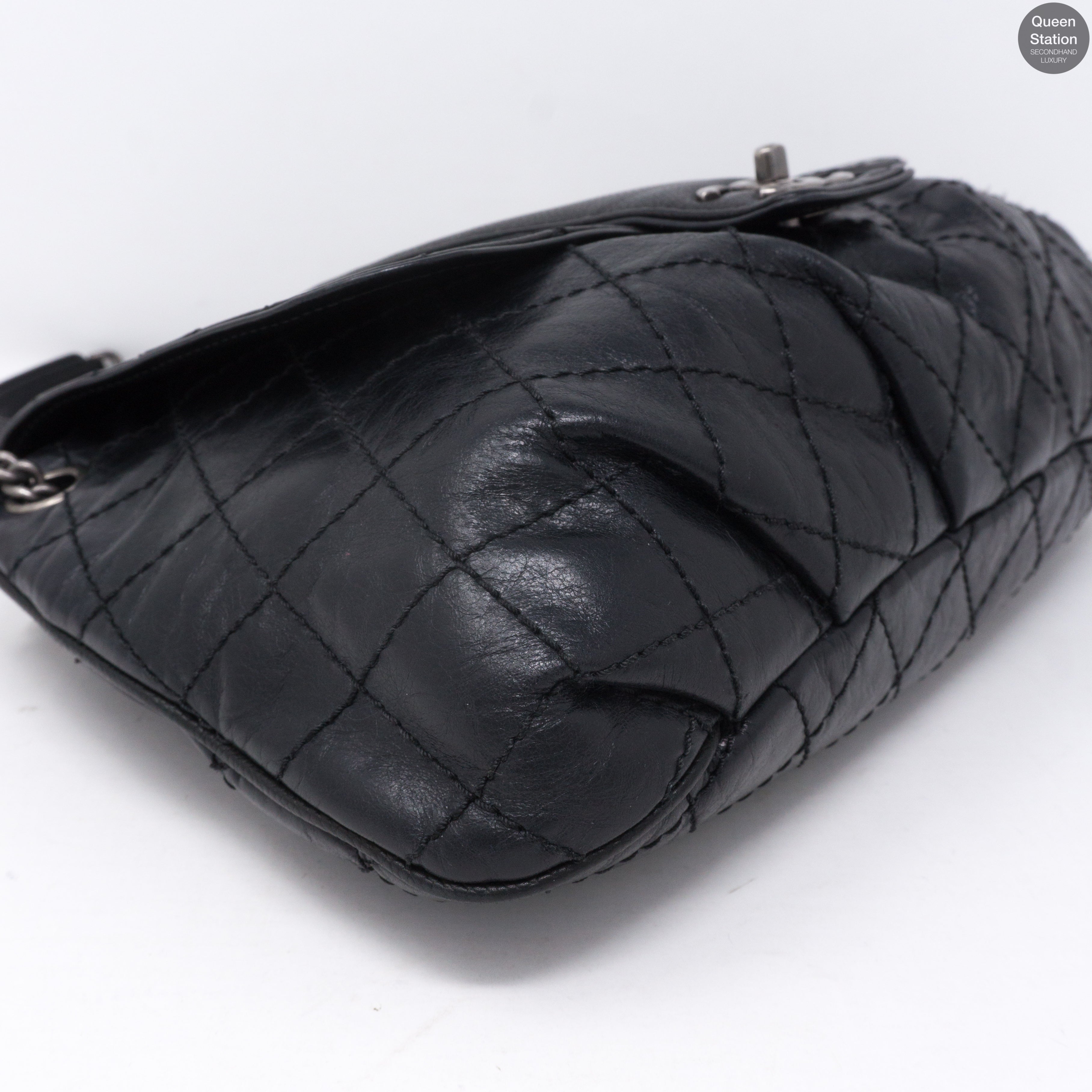 Large Black Leather Messenger Bag