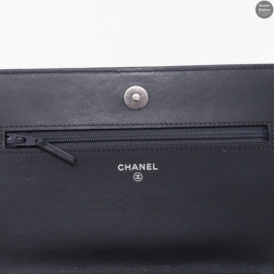 Charcoal Gray Caviar Leather Boy Wallet On Chain