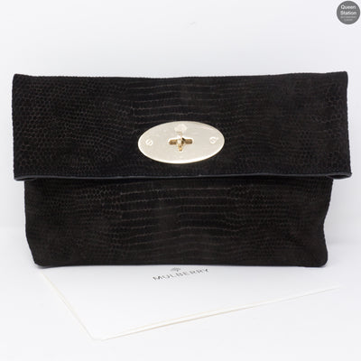 Clemmie Oversized Black Suede Clutch