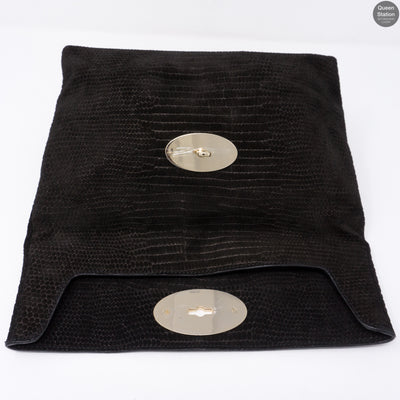 Clemmie Oversized Black Suede Clutch
