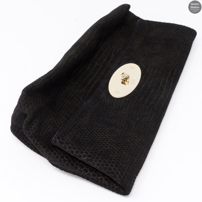 Clemmie Oversized Black Suede Clutch