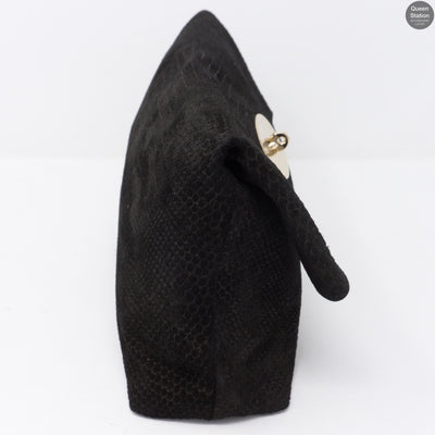 Clemmie Oversized Black Suede Clutch