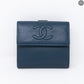 Bi-Fold CC Wallet Navy Caviarskin Leather