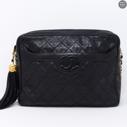 Black CC Diamond Quilted Camera Bag