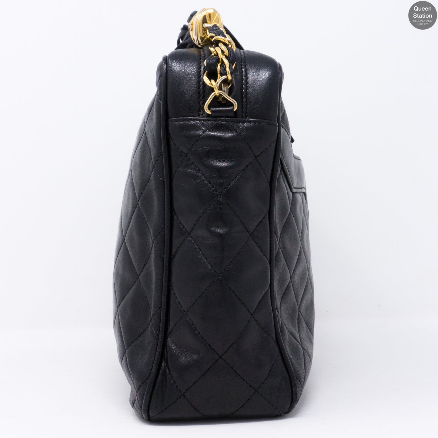 Black CC Diamond Quilted Camera Bag