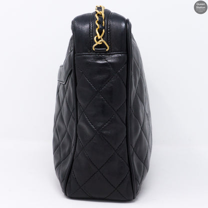 Black CC Diamond Quilted Camera Bag