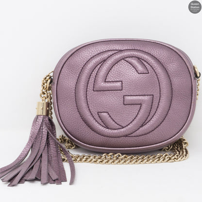 Soho Mini Chain Bag Metallic Purple Leather