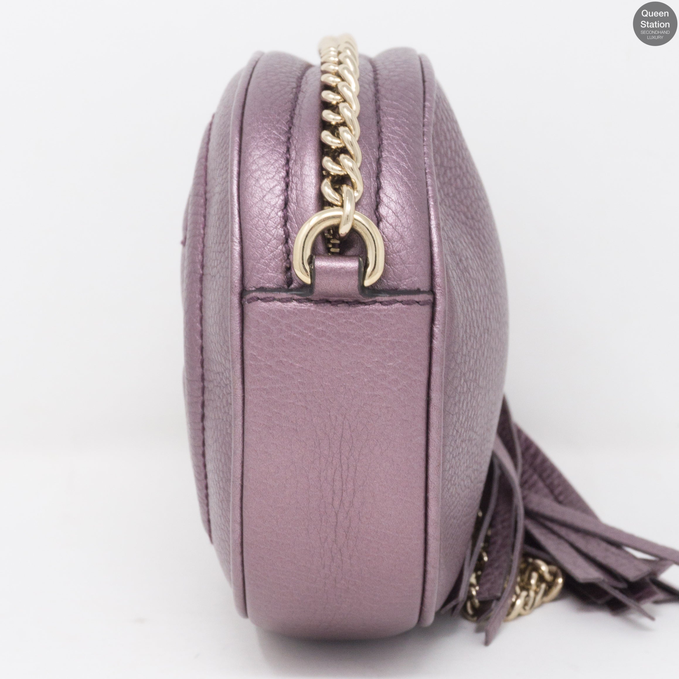 Soho Mini Chain Bag Metallic Purple Leather