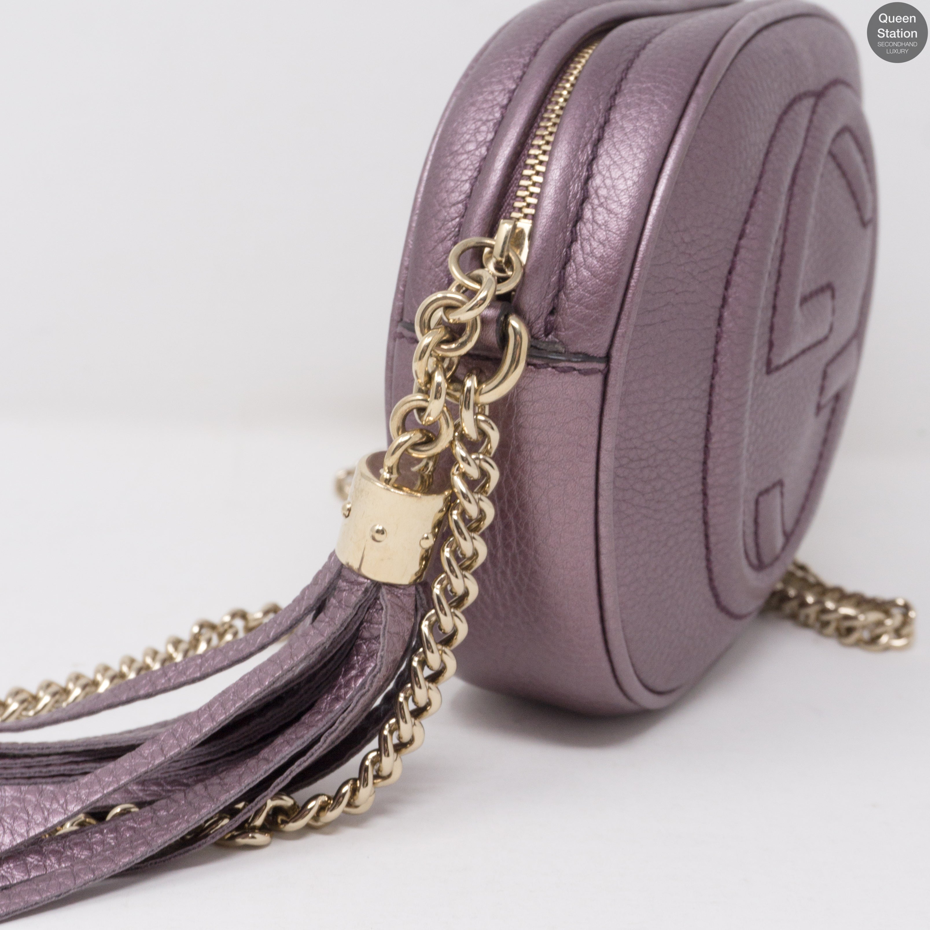 Soho Mini Chain Bag Metallic Purple Leather