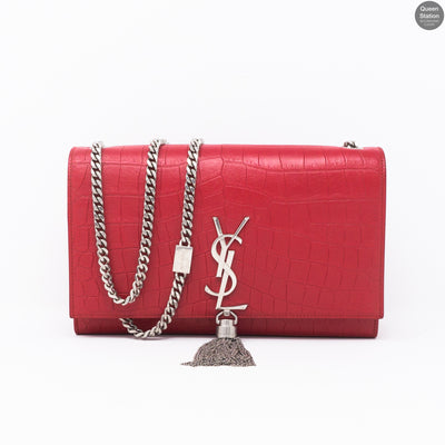 Kate Medium Tassel Crocodile Embossed Leather