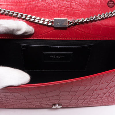 Kate Medium Tassel Crocodile Embossed Leather