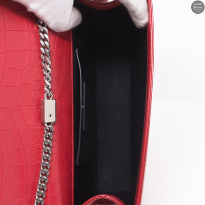 Kate Medium Tassel Crocodile Embossed Leather