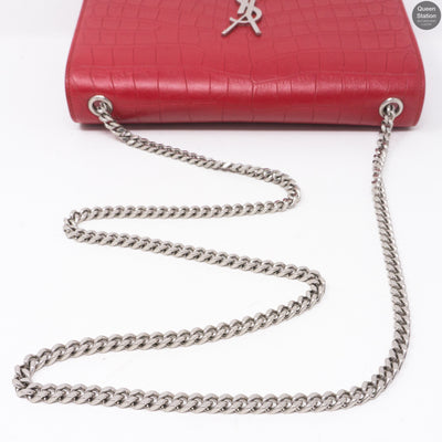 Kate Medium Tassel Crocodile Embossed Leather