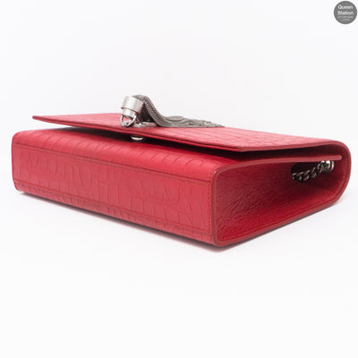 Kate Medium Tassel Crocodile Embossed Leather