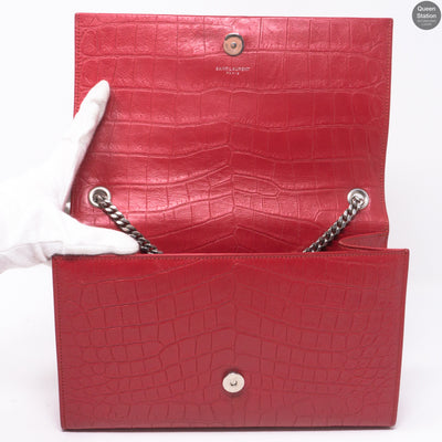 Kate Medium Tassel Crocodile Embossed Leather