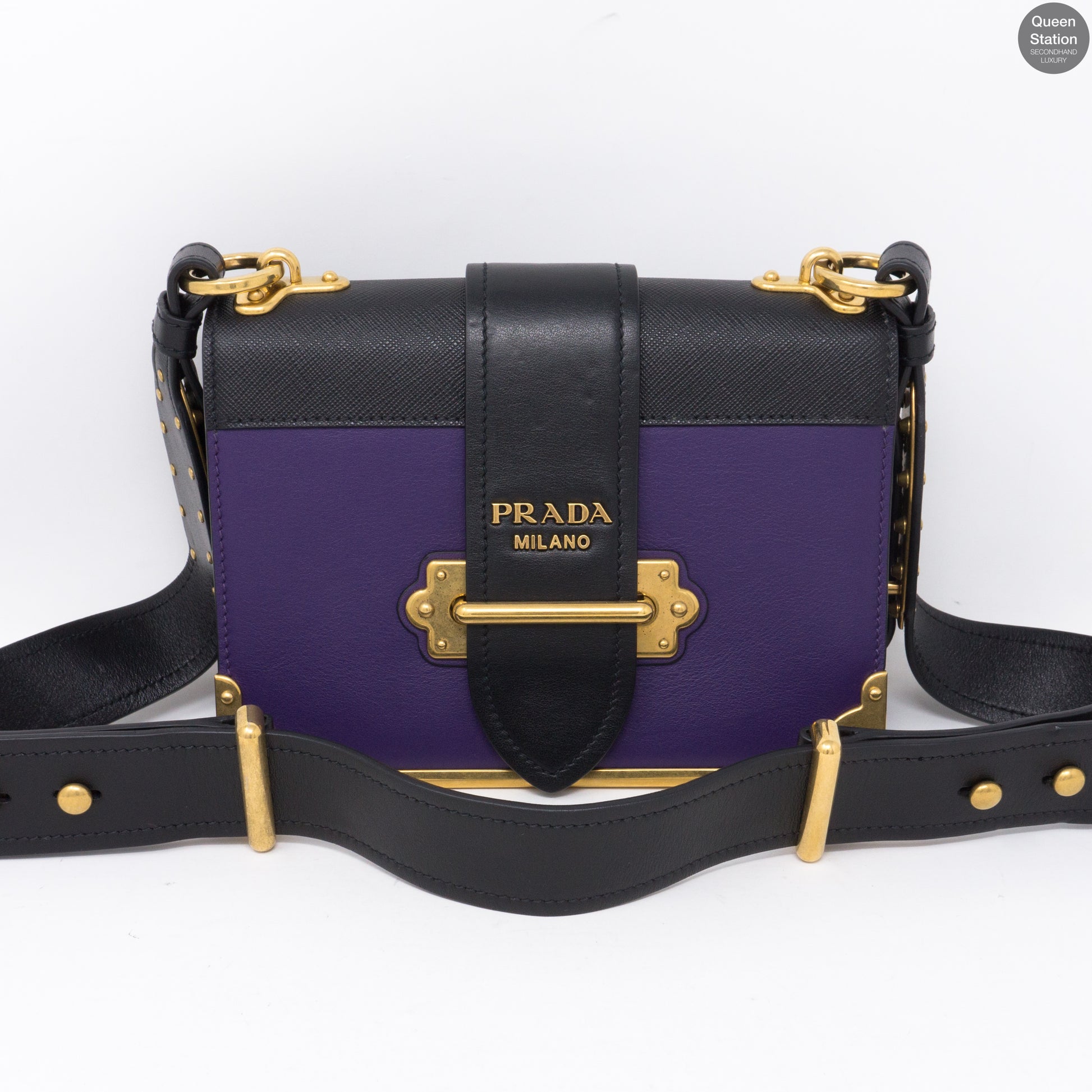 Cahier chain leather handbag Prada Purple in Leather - 23666201
