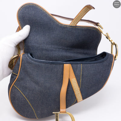 Saddle Bag Blue Denim & Leather