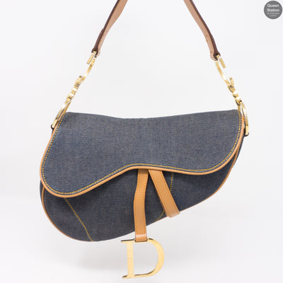 Saddle Bag Blue Denim & Leather