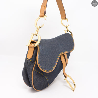 Saddle Bag Blue Denim & Leather