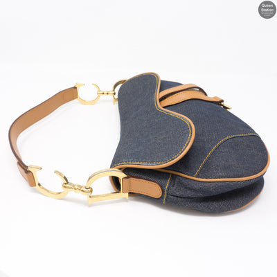 Saddle Bag Blue Denim & Leather