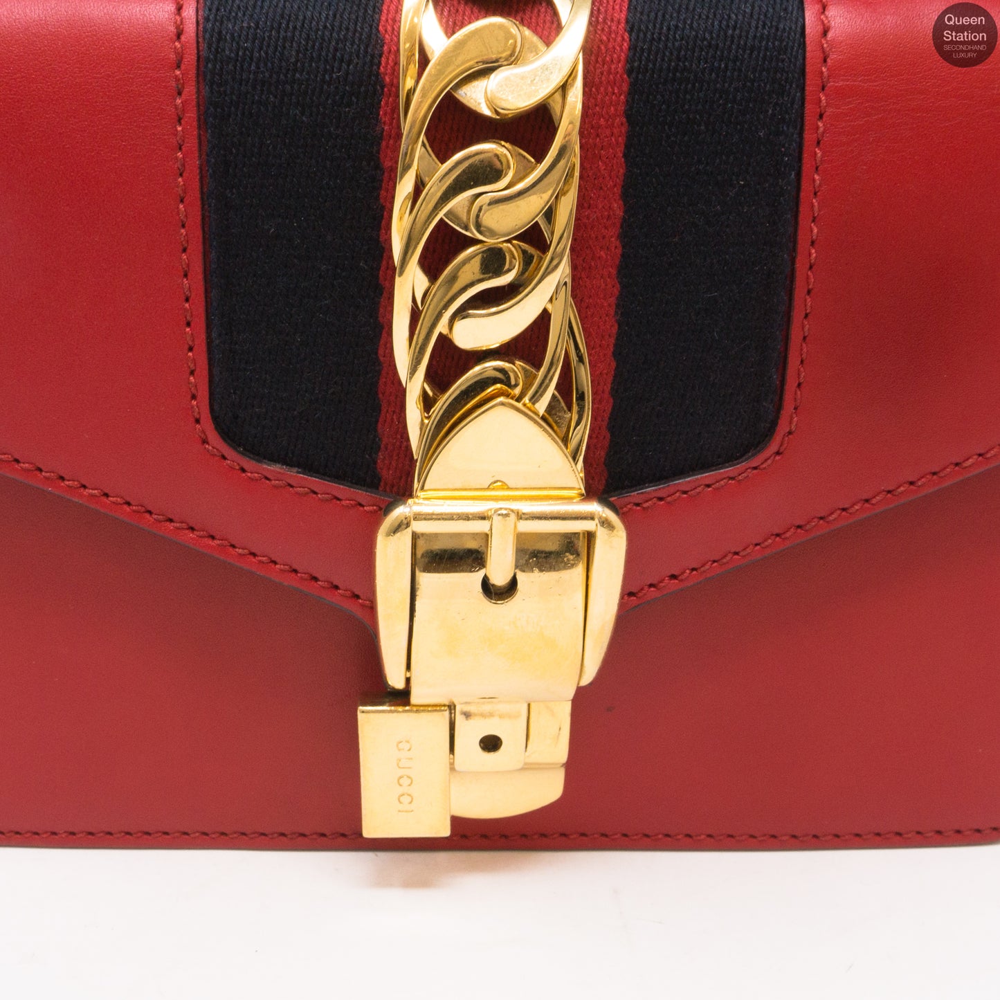 Sylvie Mini Red Leather Chain Bag