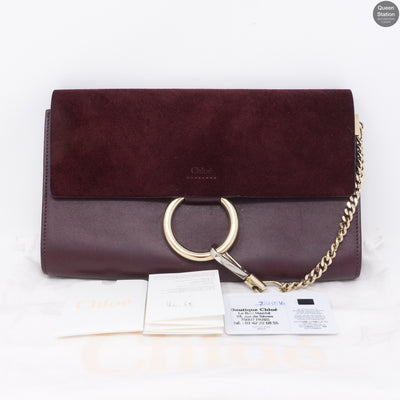 Faye Clutch Burgundy Suede Leather