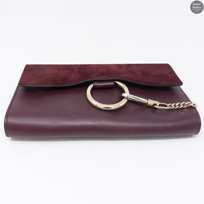 Faye Clutch Burgundy Suede Leather
