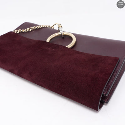 Faye Clutch Burgundy Suede Leather