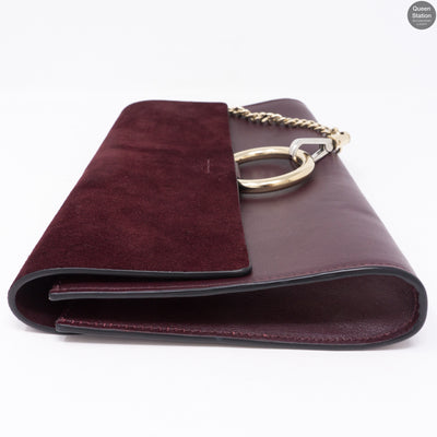 Faye Clutch Burgundy Suede Leather